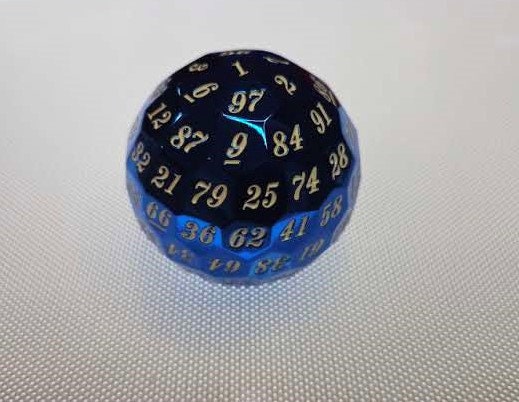 DragonSteel HD D100 Metal Dice (Blue Shiny)