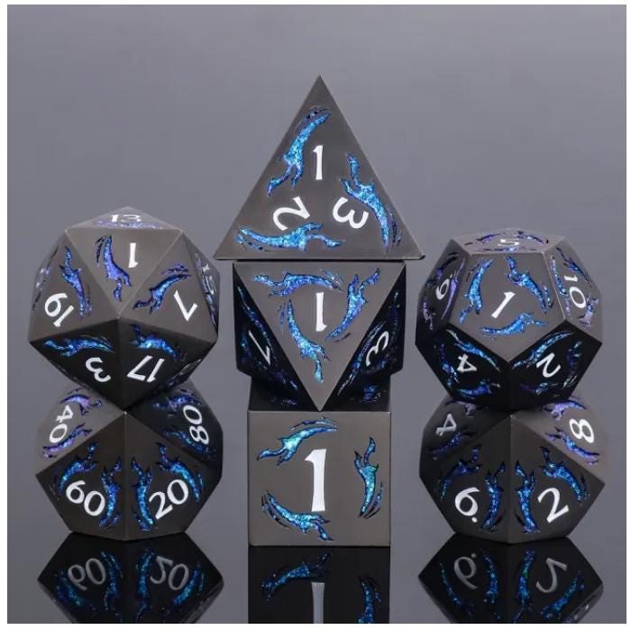 Dagger of the Wind Collection, 7-Piece Dice Set, Heavy Duty Solid Metal