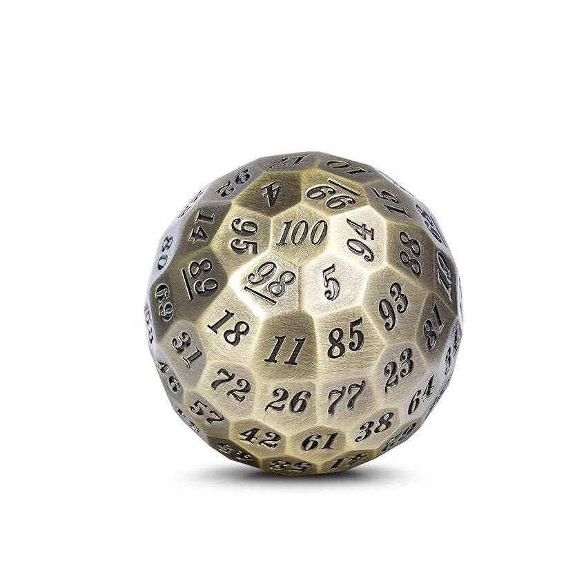 D100 Heavy Metal Dice, Solid Metal