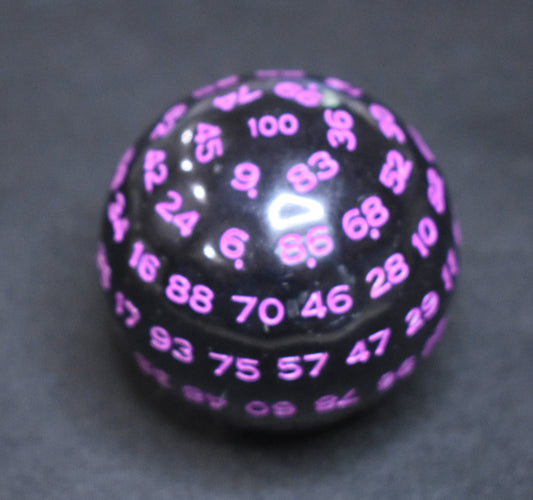 DragonSteel MD D100 Resin Dice (Black w/ Purple Font)