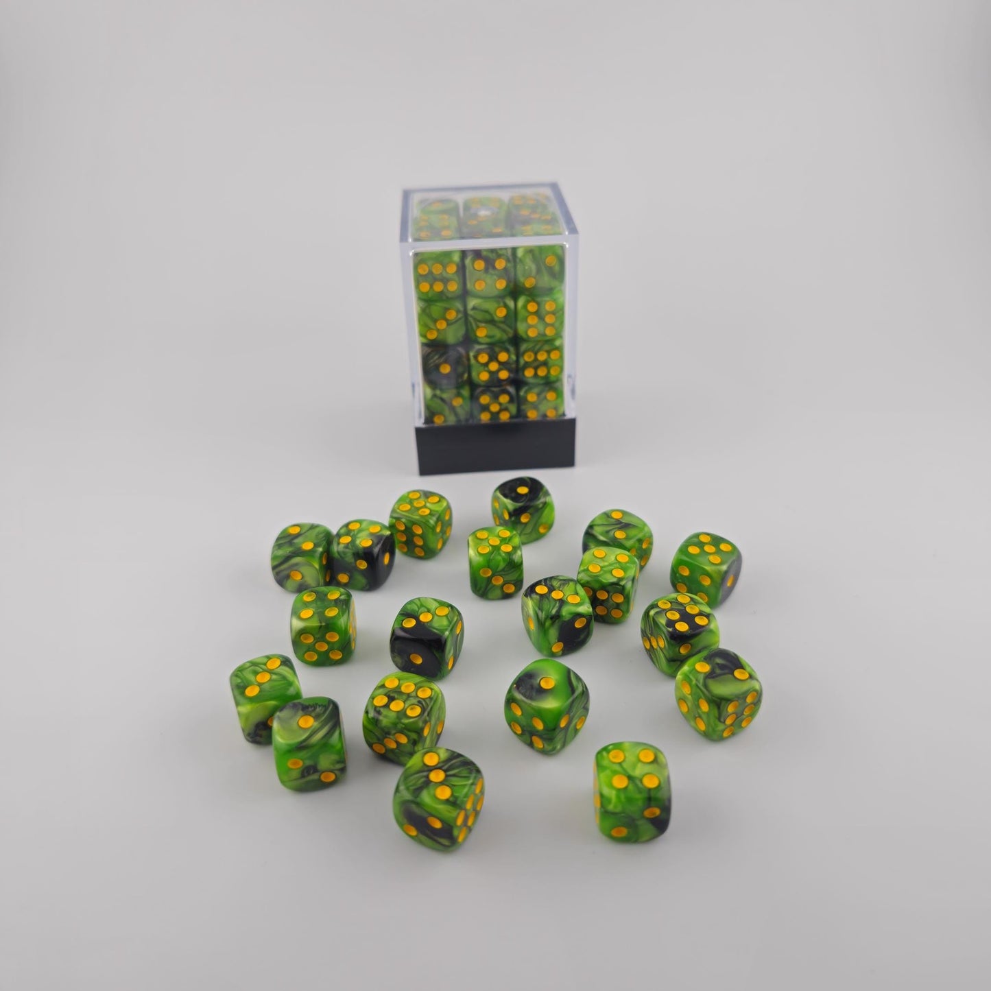 Falentry Dice 36 Piece Block Set (Swirl Green Grass Black)