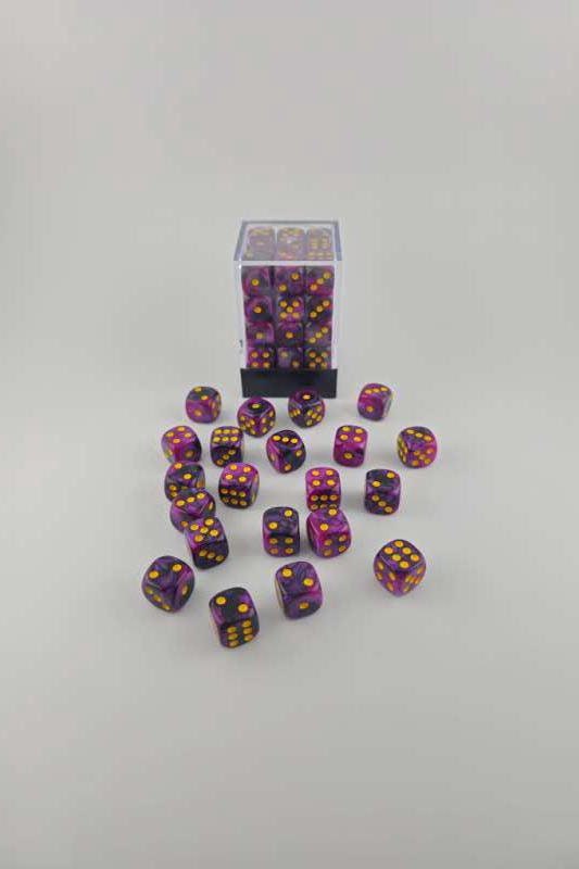 Falentry Dice 36 Piece Block Set (Swirl Purple Black)