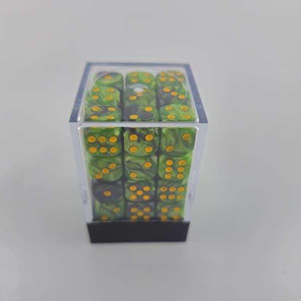 Falentry Dice 36 Piece Block Set (Swirl Green Grass Black)