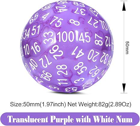 DragonSteel MD D100 Resin Dice (Translucent Purple)