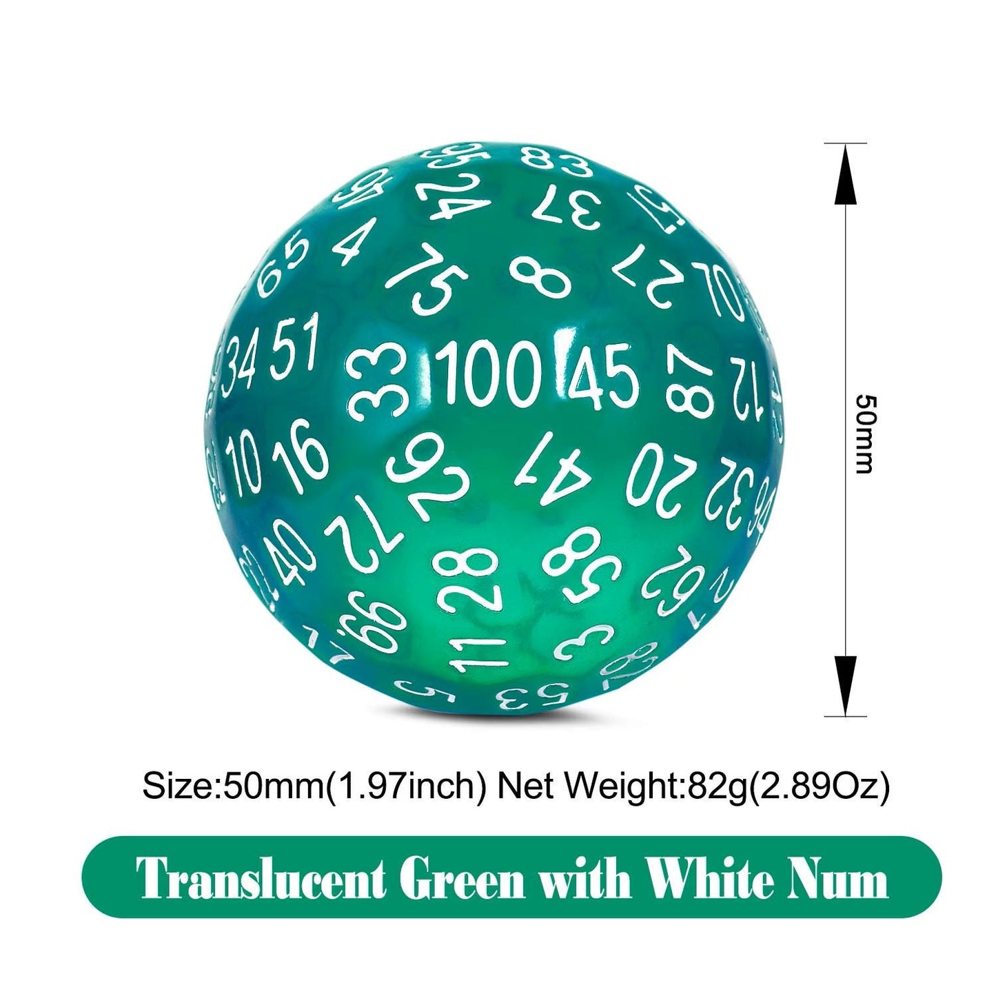 DragonSteel MD D100 Resin Dice (Translucent Green)