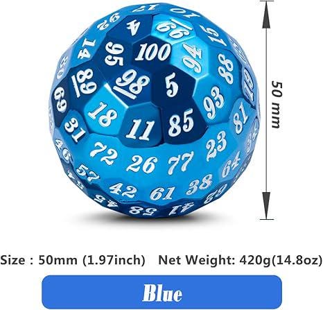 DragonSteel HD D100 Metal Dice  (Blue Shiny)