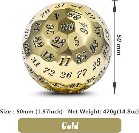 DragonSteel HD D100 Metal Dice  (Gold Shiny)