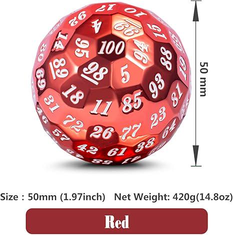 DragonSteel HD D100 Metal Dice (Red Shiny)