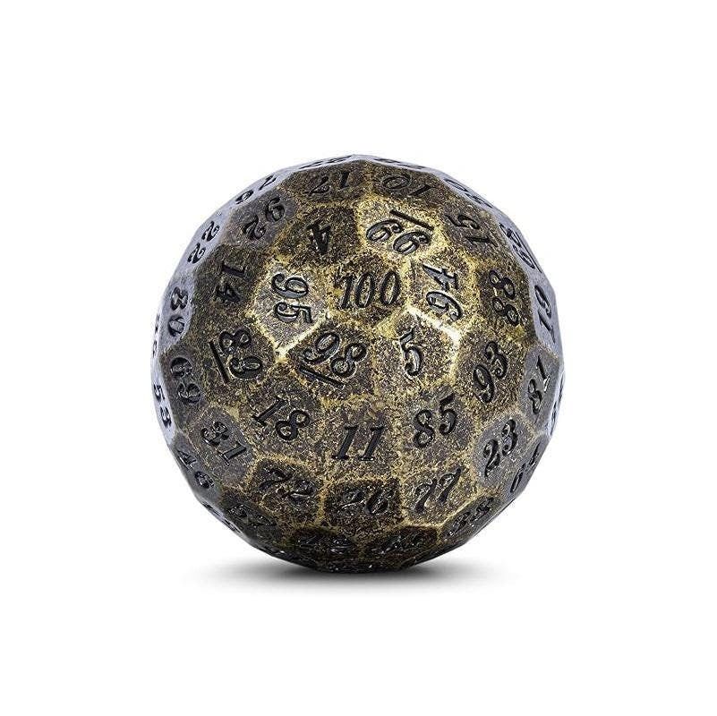 DragonSteel HD D100 Metal Dice (Ancient Brass)