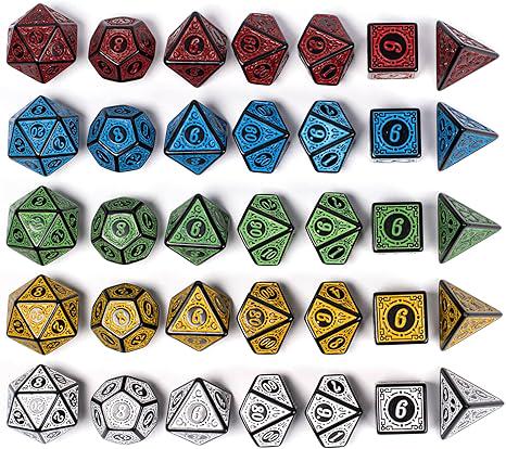 Magic Flame Dice Set - 5 Sets (Yellow, Green, Red, White and Blue)