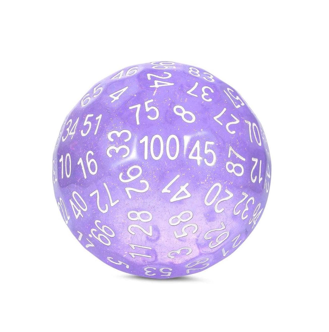 DragonSteel MD D100 Resin Dice (Translucent Purple Glitter)