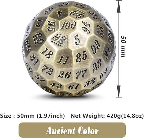 DragonSteel HD D100 Metal Dice  (Ancient Gold)