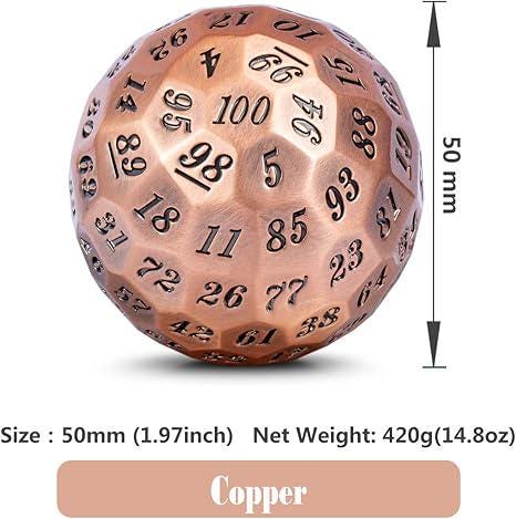 DragonSteel HD D100 Metal Dice  (Copper)