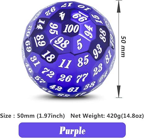 DragonSteel HD D100 Metal Dice (Purple Shiny)