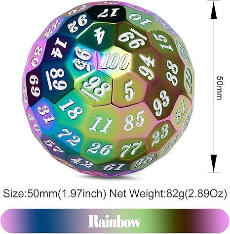 DragonSteel HD D100 Metal Dice  (Rainbow Shiny)