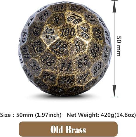 DragonSteel HD D100 Metal Dice (Ancient Brass)