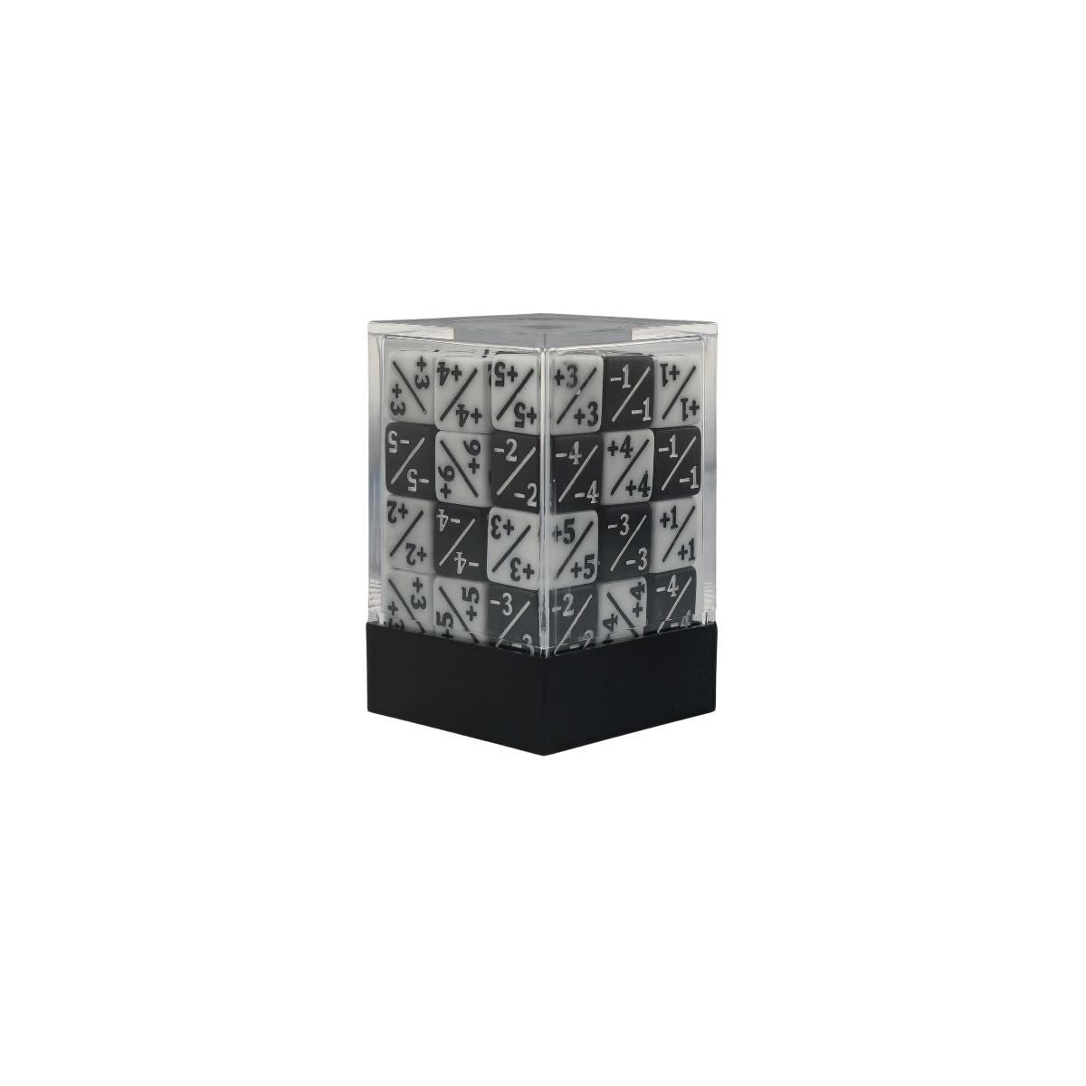 Falentry Dice 36 Piece Block Set Counters (Solid Black Negative White Positive)