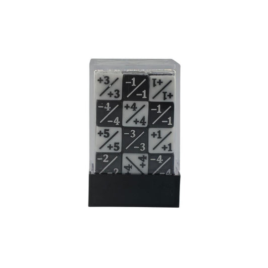 Falentry Dice 36 Piece Block Set Counters (Solid Black Negative White Positive)