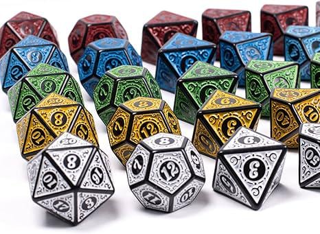 Magic Flame Dice Set - 5 Sets (Yellow, Green, Red, White and Blue)