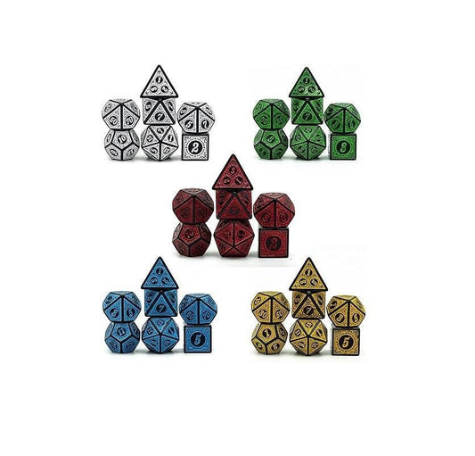 Magic Flame Dice Set - 5 Sets (Yellow, Green, Red, White and Blue)